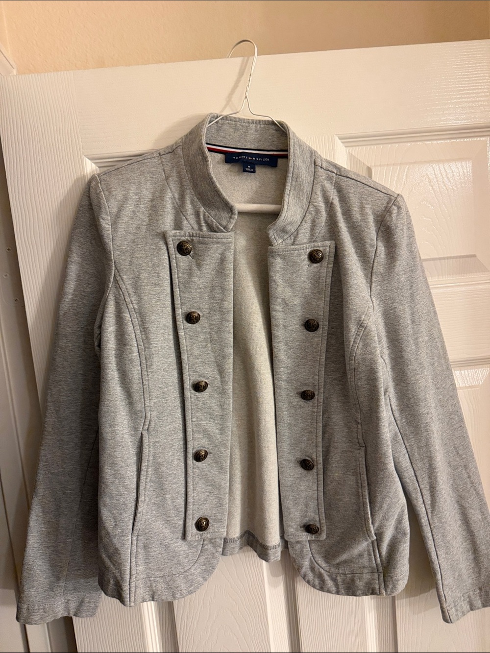 Tommy Hilfiger Gray Military-Style Double-Breasted Jacket